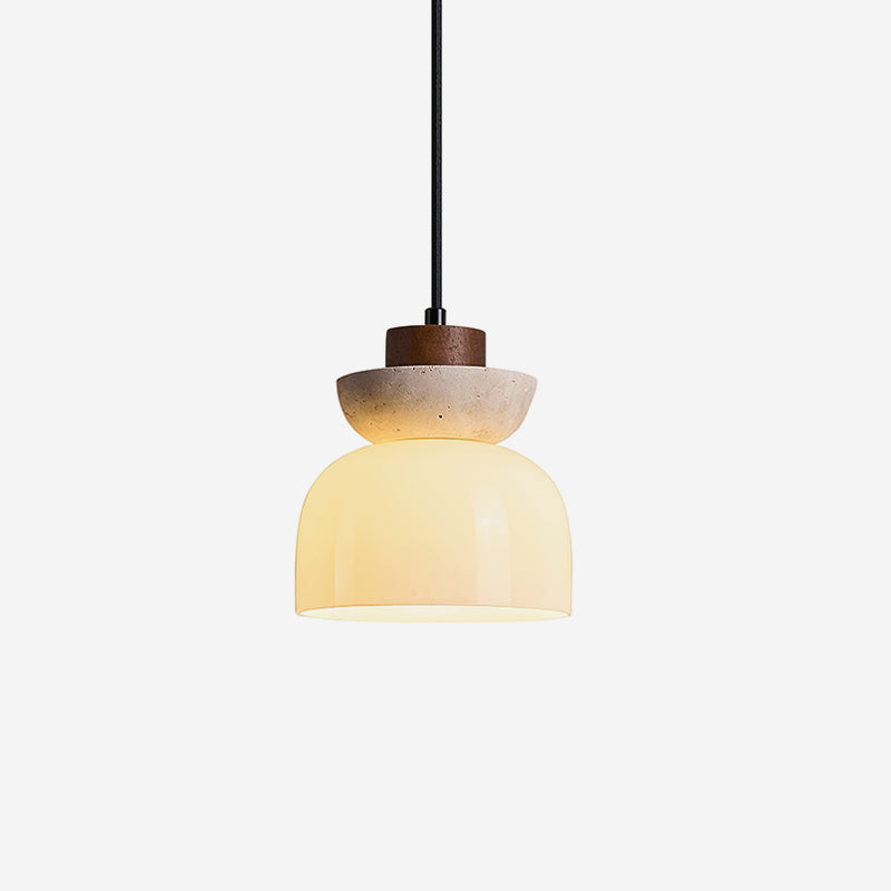 Ritta Travertine Dome Glass Pendant Light - Neutralighting