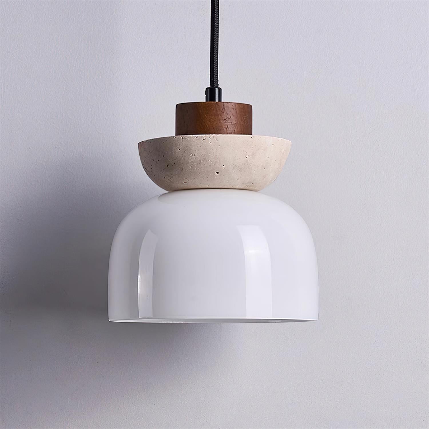 Ritta Travertine Dome Glass Pendant Light - Neutralighting