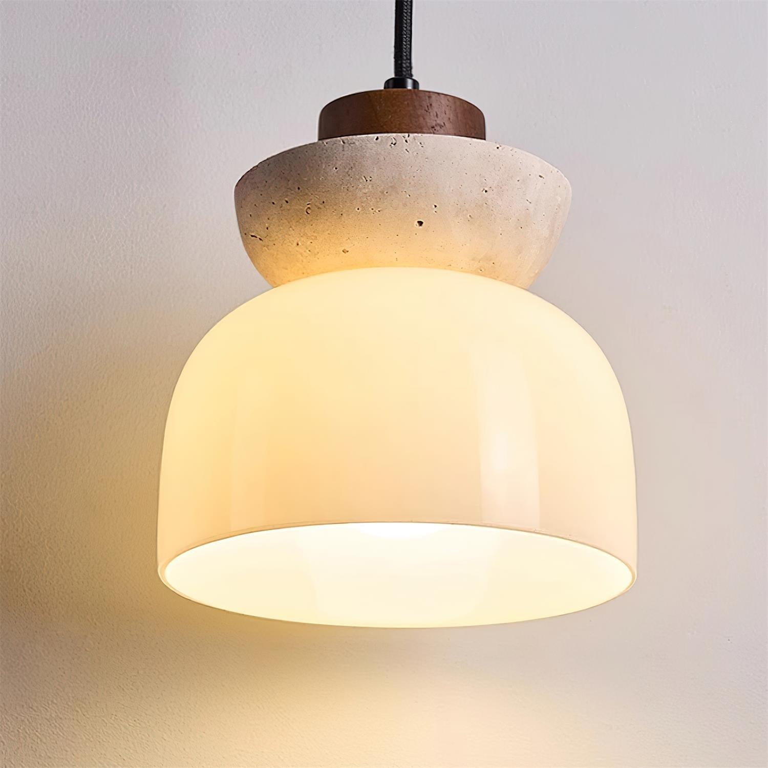 Ritta Travertine Dome Glass Pendant Light - Neutralighting