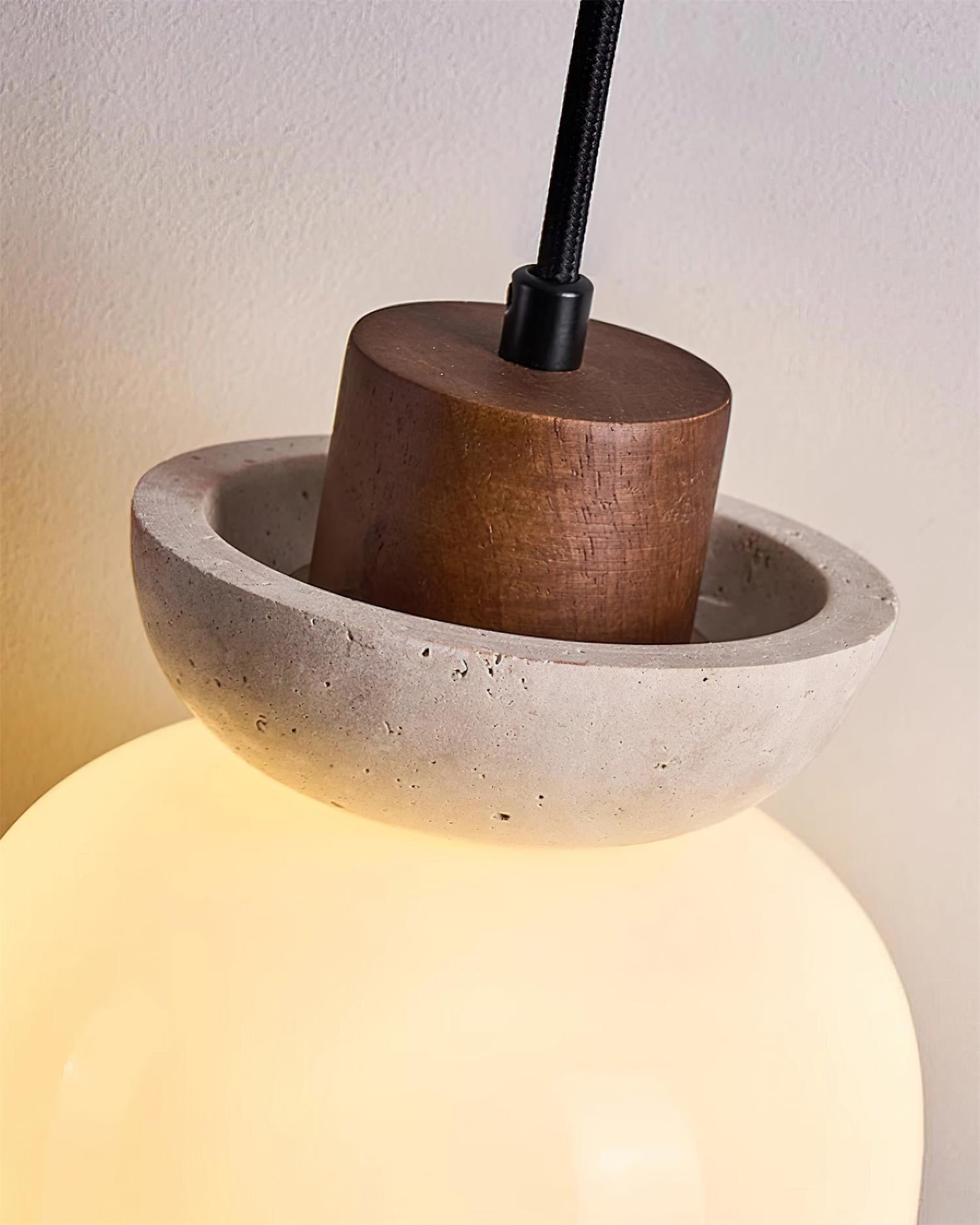 Ritta Travertine Dome Glass Pendant Light - Neutralighting