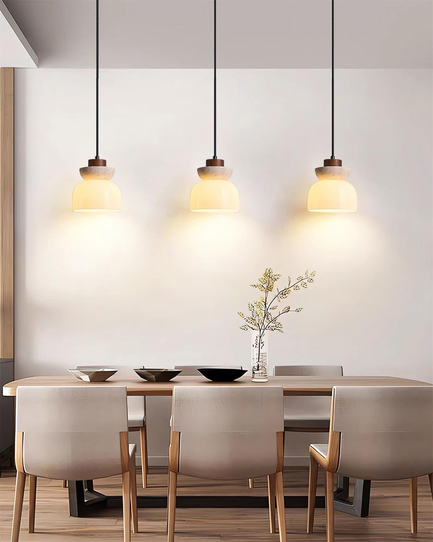 Ritta Travertine Dome Glass Pendant Light - Neutralighting