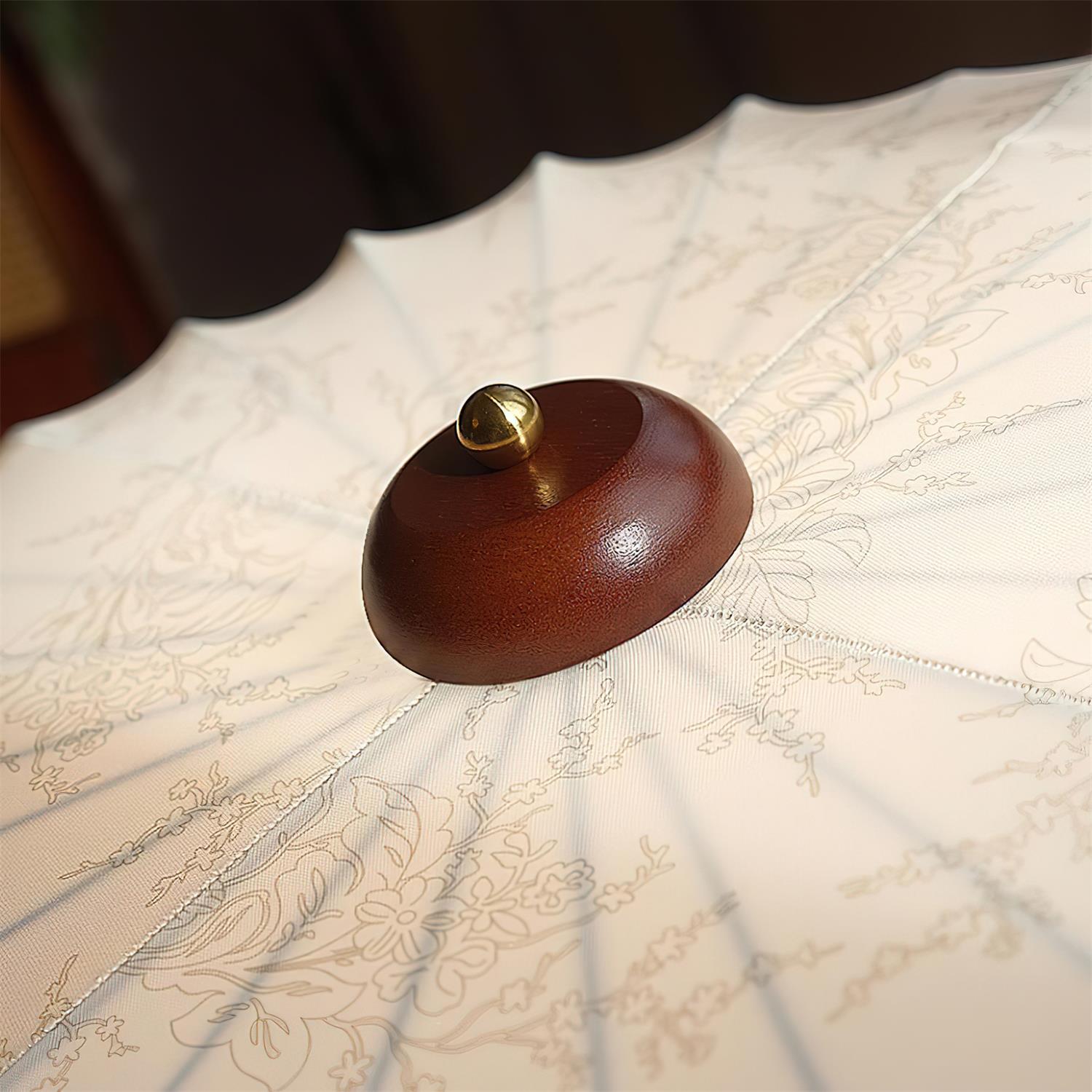 Ceiling Lamp Fabric Shade Pleated Lotus Shape Wooden Canopy - Neutralighting