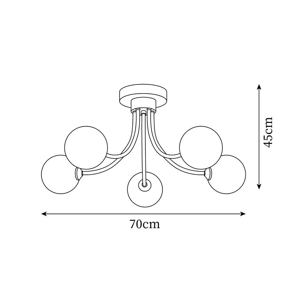 Ceiling Light Brass Branching Arms Opal Globe Shades Modern Elegant - Neutralighting