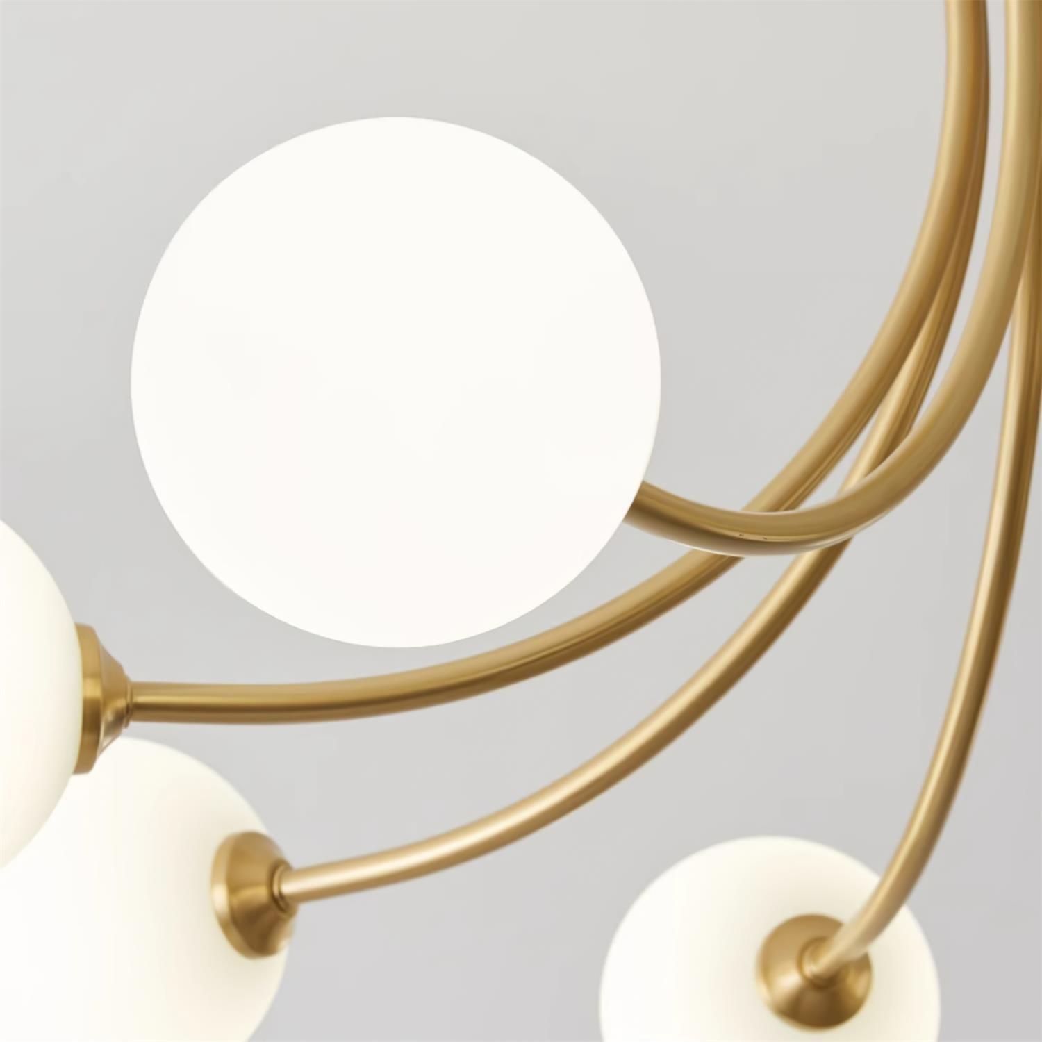 Ceiling Light Brass Branching Arms Opal Globe Shades Modern Elegant - Neutralighting