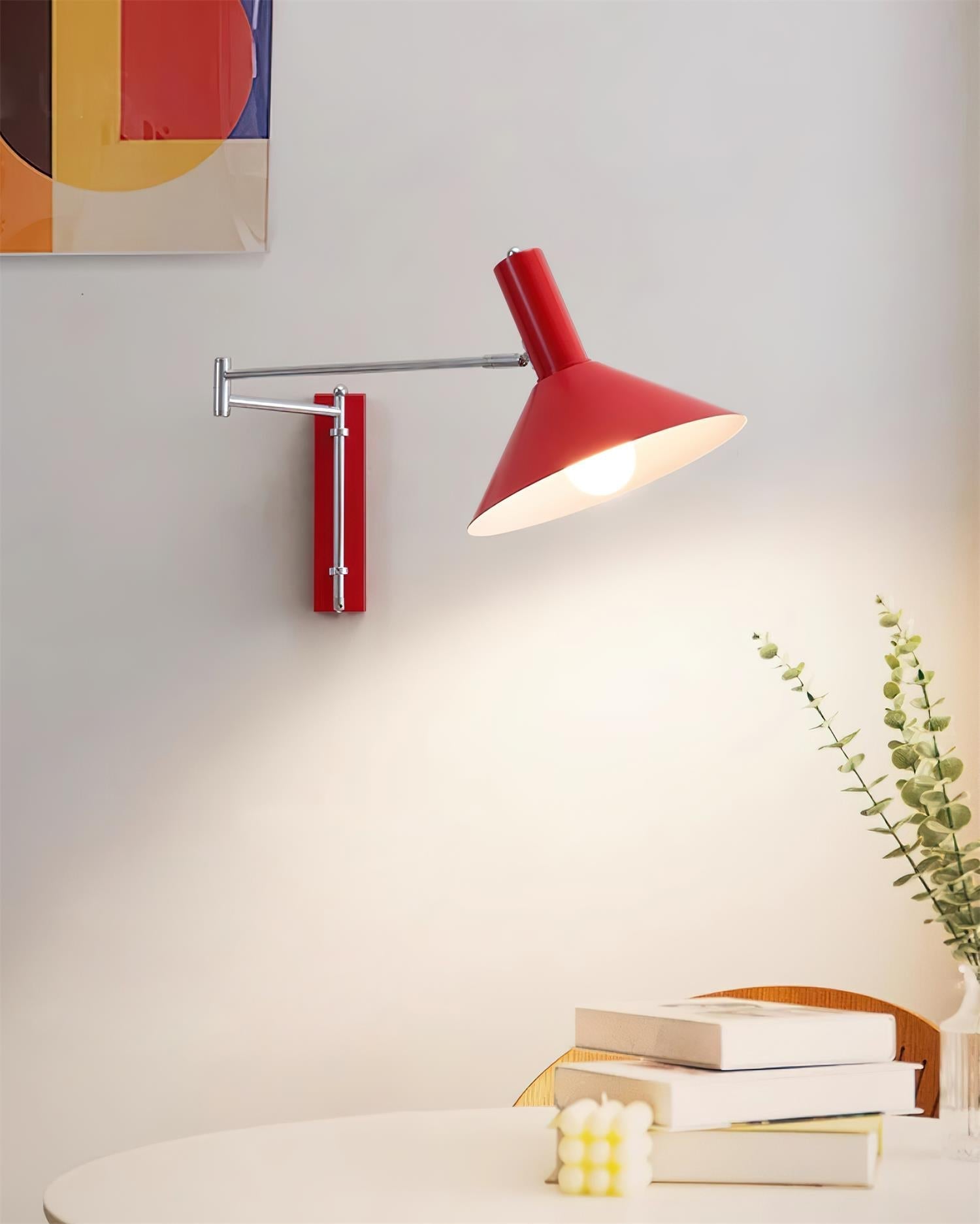 Wall Lamp Modern Adjustable Metal Arm Red Shade Reading Light - Neutralighting