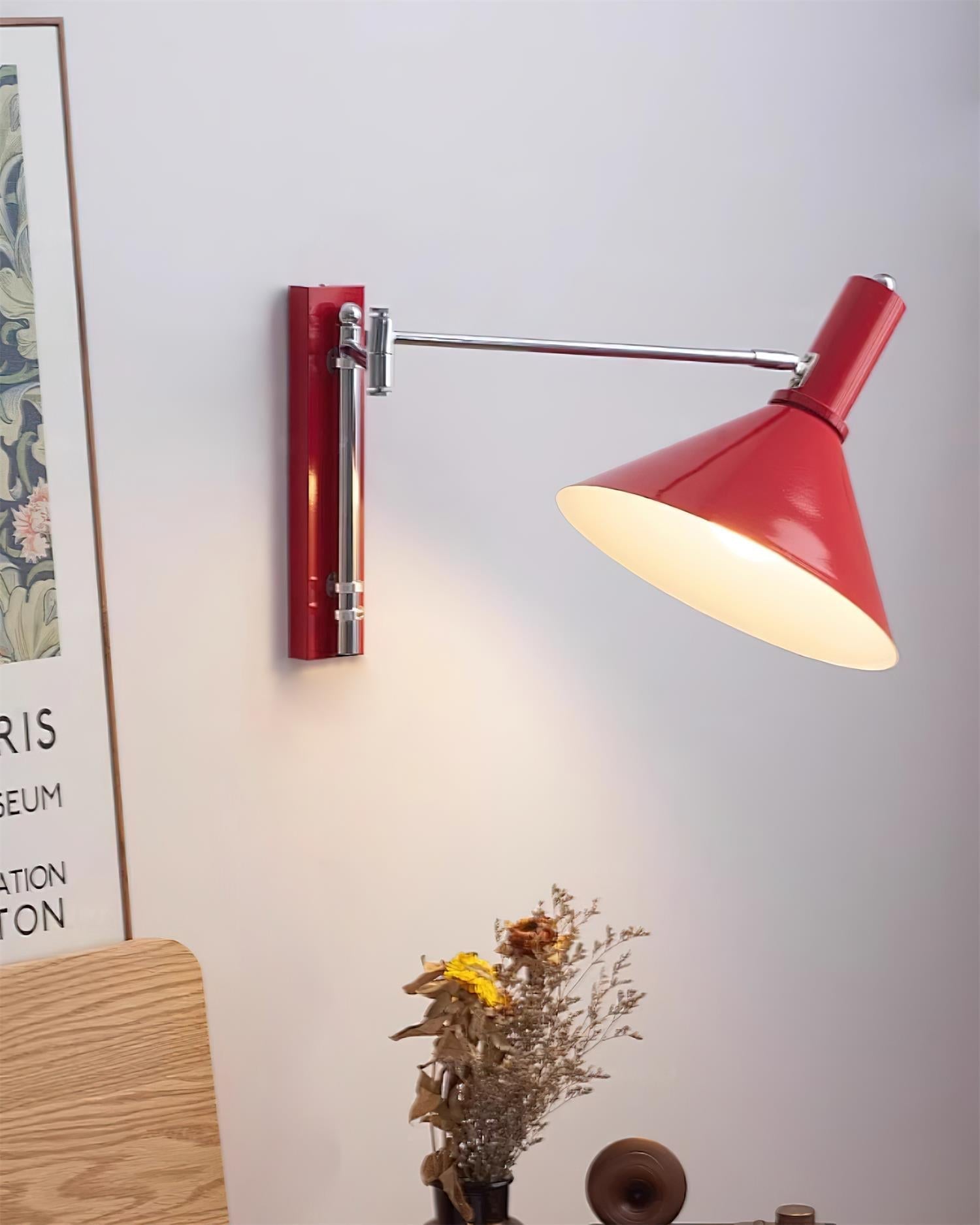 Wall Lamp Modern Adjustable Metal Arm Red Shade Reading Light - Neutralighting