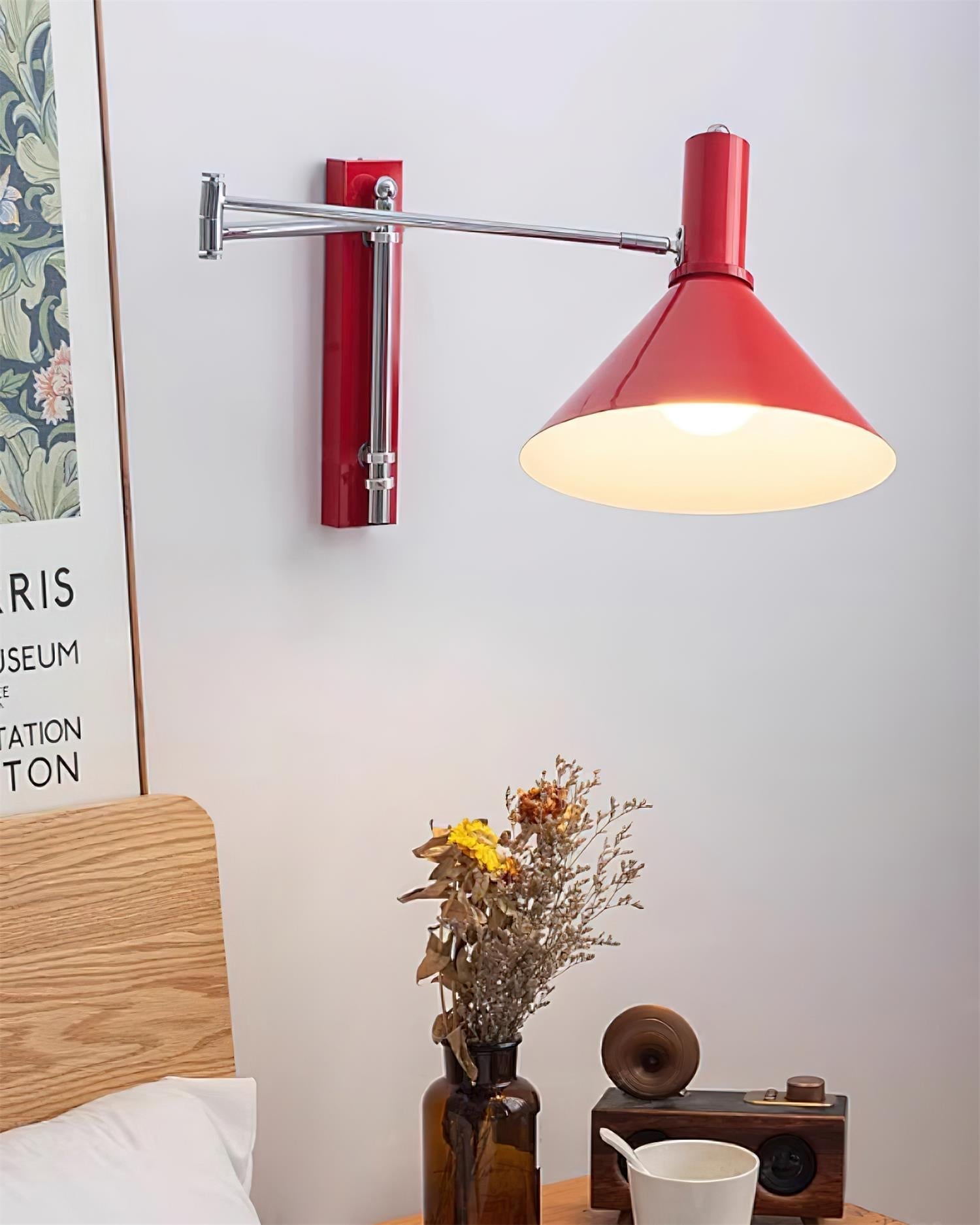 Wall Lamp Modern Adjustable Metal Arm Red Shade Reading Light - Neutralighting