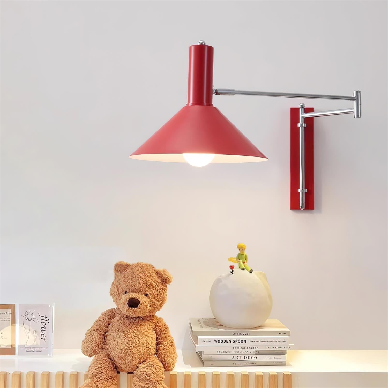 Wall Lamp Modern Adjustable Metal Arm Red Shade Reading Light - Neutralighting