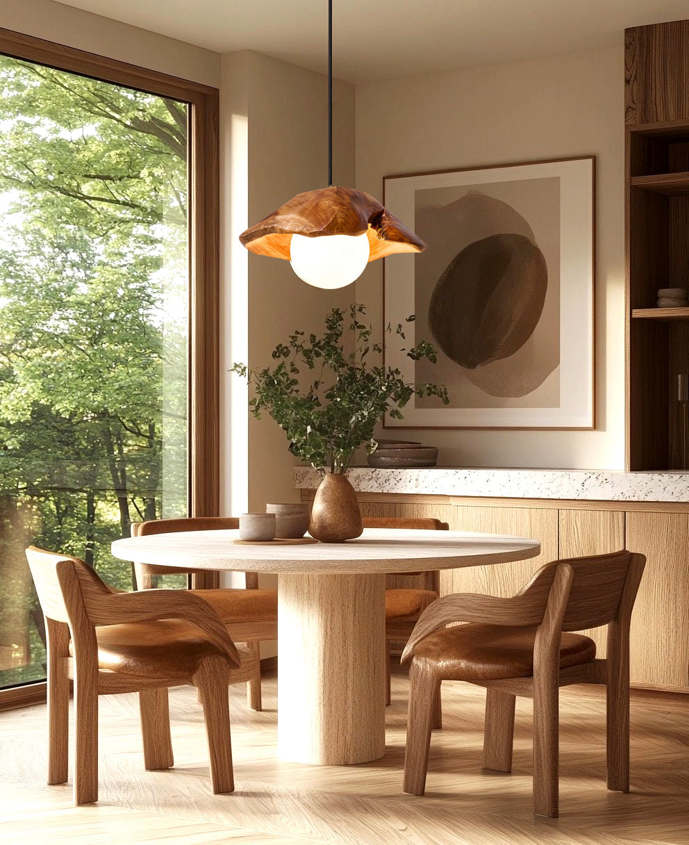 Tiffany Sculptural Wood Canopy Pendant Light - Neutralighting