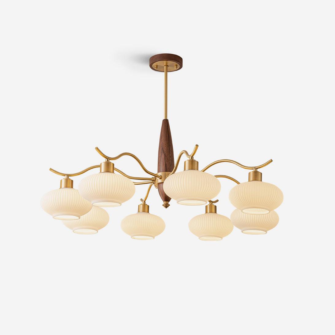 Cavien Brass and Walnut Chandelier - Neutralighting