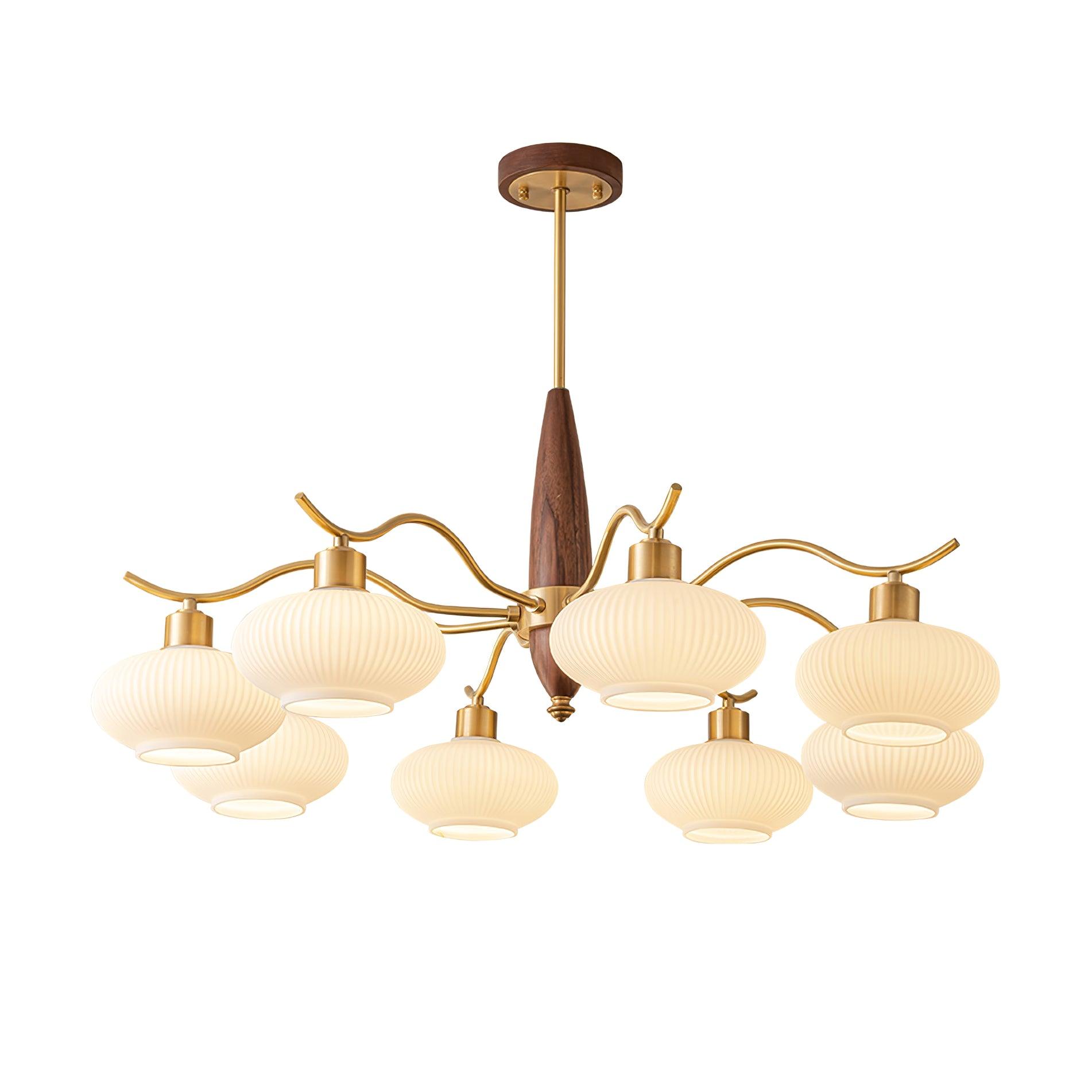 Cavien Brass and Walnut Chandelier - Neutralighting