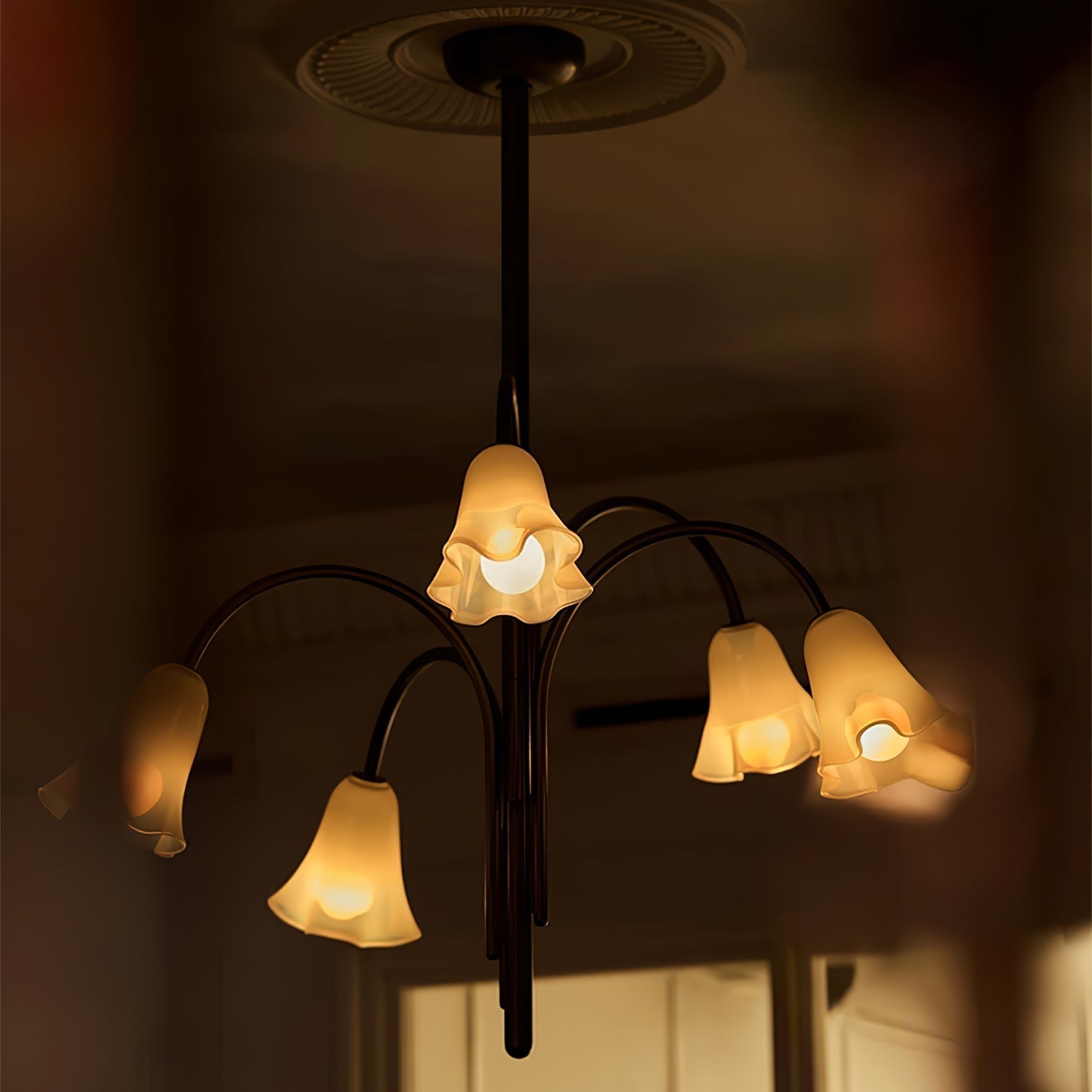 Aurora Chandelier Blossom Petal Glass Arms - Neutralighting