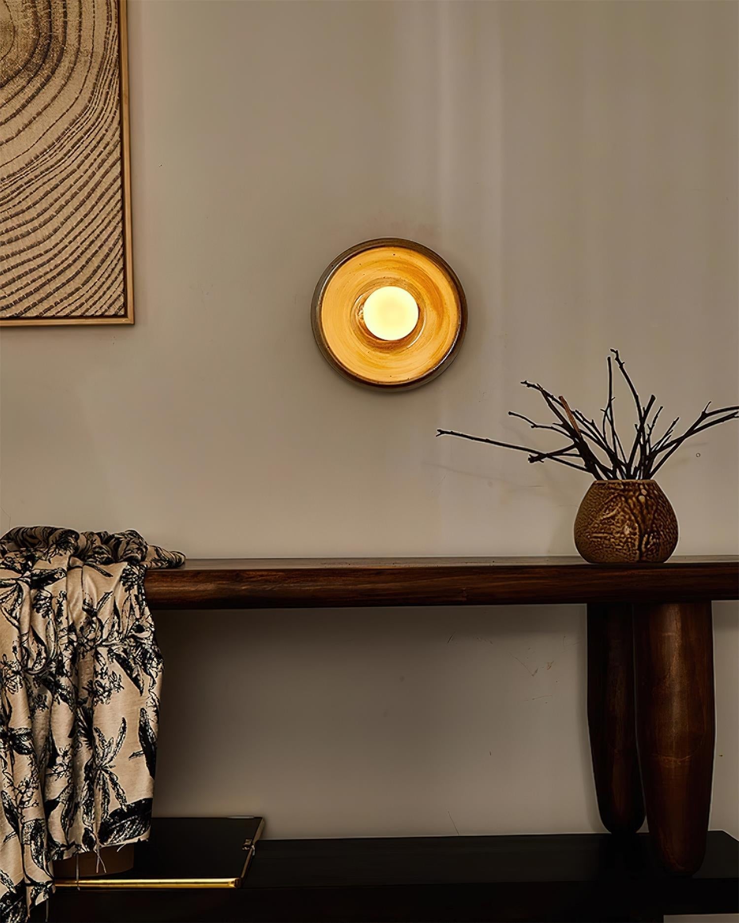 Wall Lamp Ceramic Orbit Disc with Glass Globe Entryway Modern - Neutralighting