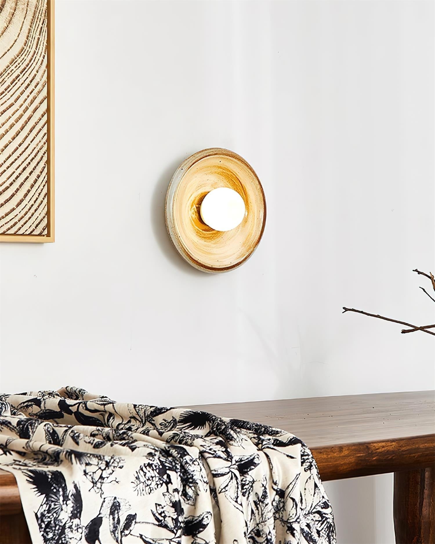 Wall Lamp Ceramic Orbit Disc with Glass Globe Entryway Modern - Neutralighting