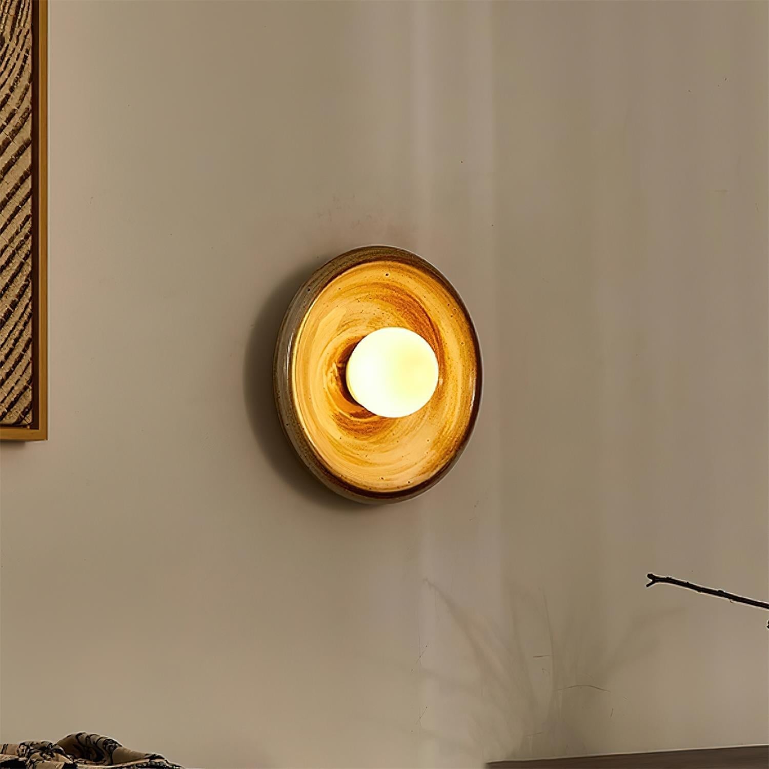 Wall Lamp Ceramic Orbit Disc with Glass Globe Entryway Modern - Neutralighting