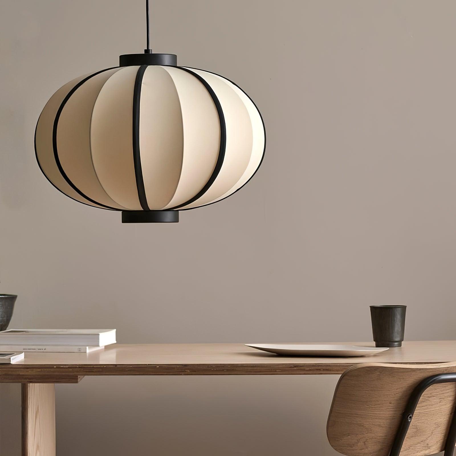 Pendant Lamp Fabric Lantern Shade Metal Frame Vintage - Neutralighting