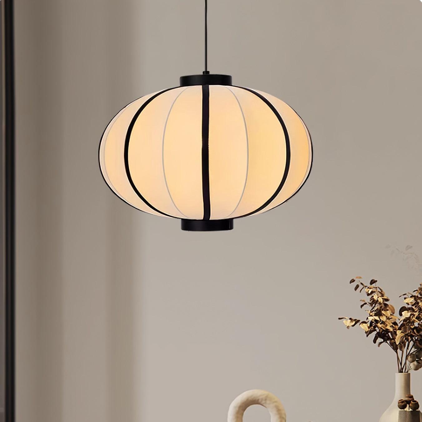 Pendant Lamp Fabric Lantern Shade Metal Frame Vintage - Neutralighting