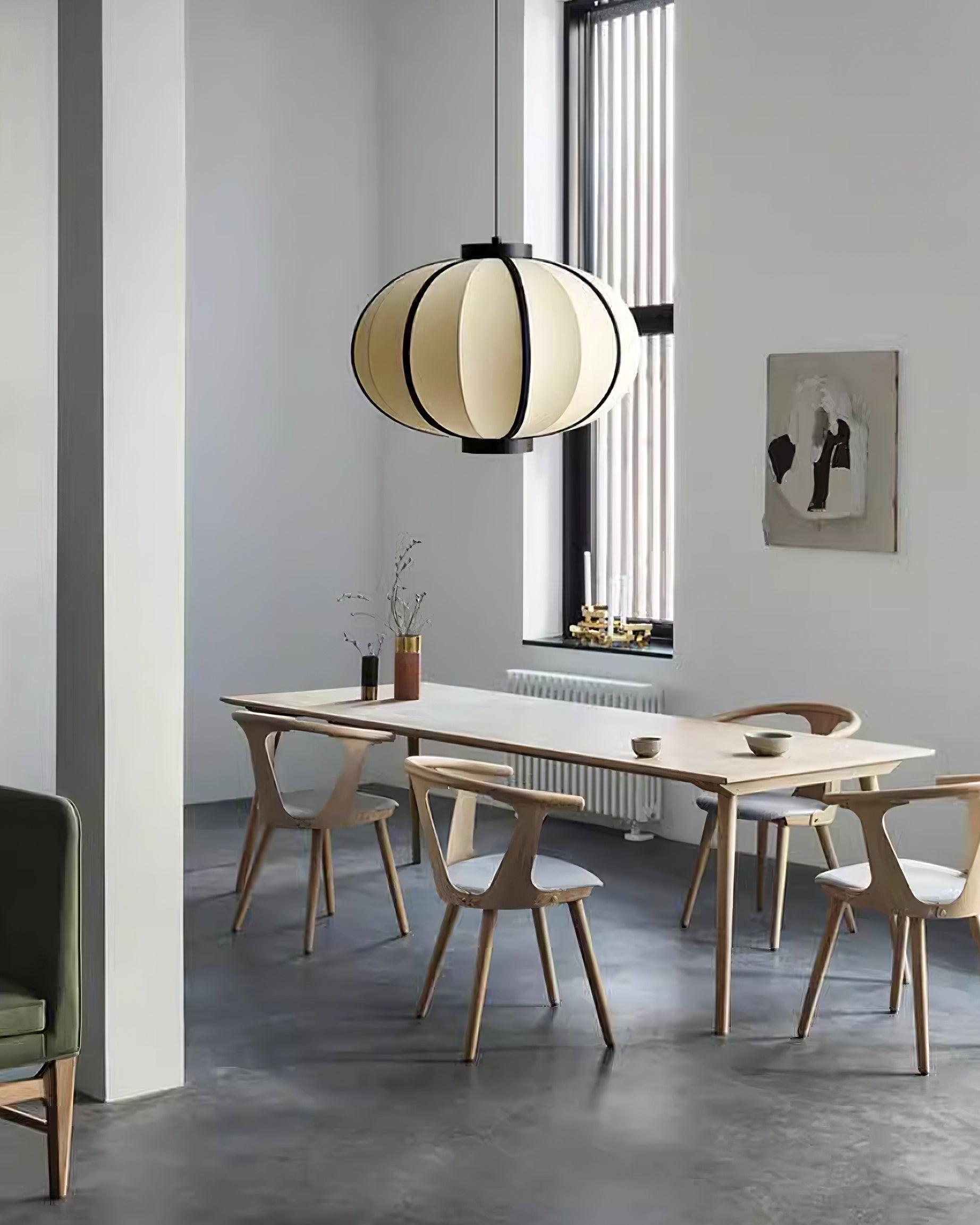 Pendant Lamp Fabric Lantern Shade Metal Frame Vintage - Neutralighting