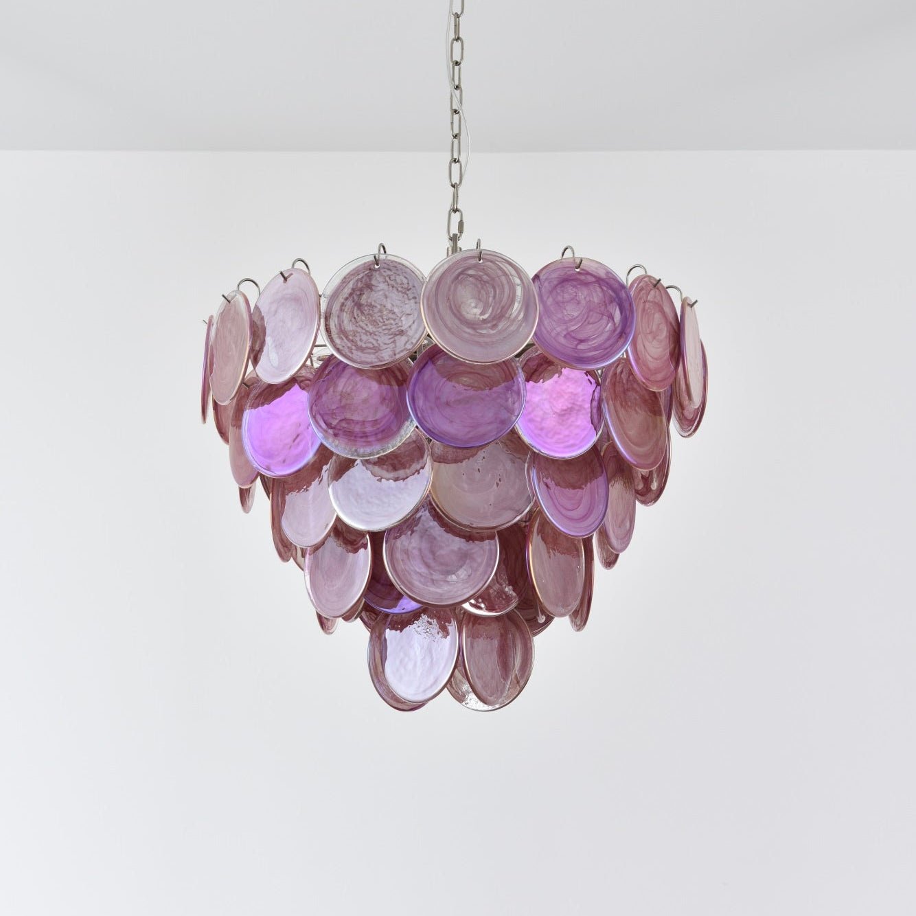 Aurora Chandelier Pink Murano Disc Layered