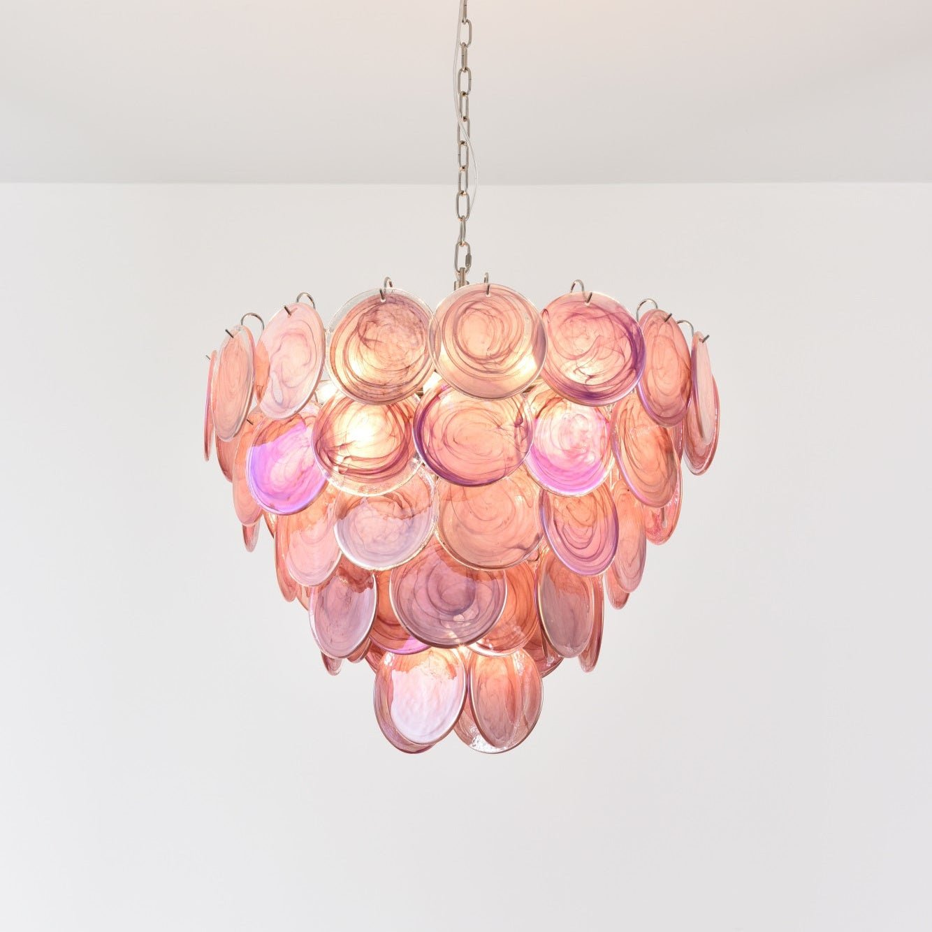 Aurora Chandelier Pink Murano Disc Layered