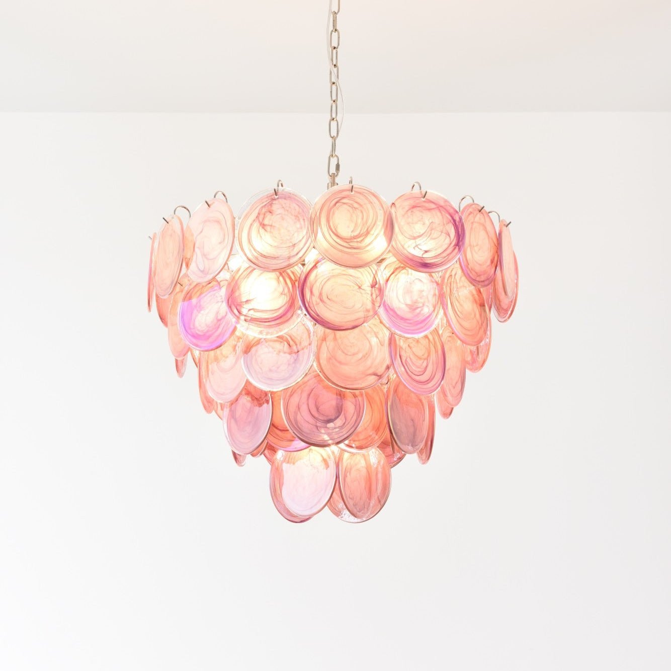 Aurora Chandelier Pink Murano Disc Layered