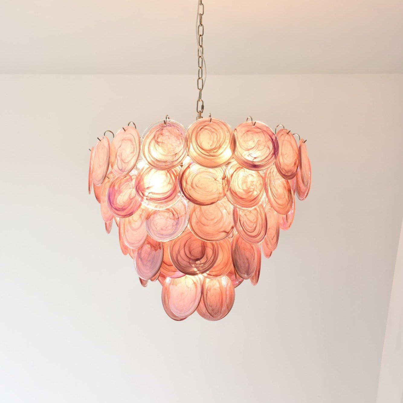 Aurora Chandelier Pink Murano Disc Layered