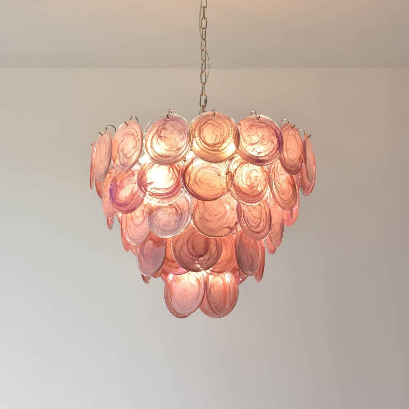 Aurora Chandelier Pink Murano Disc Layered