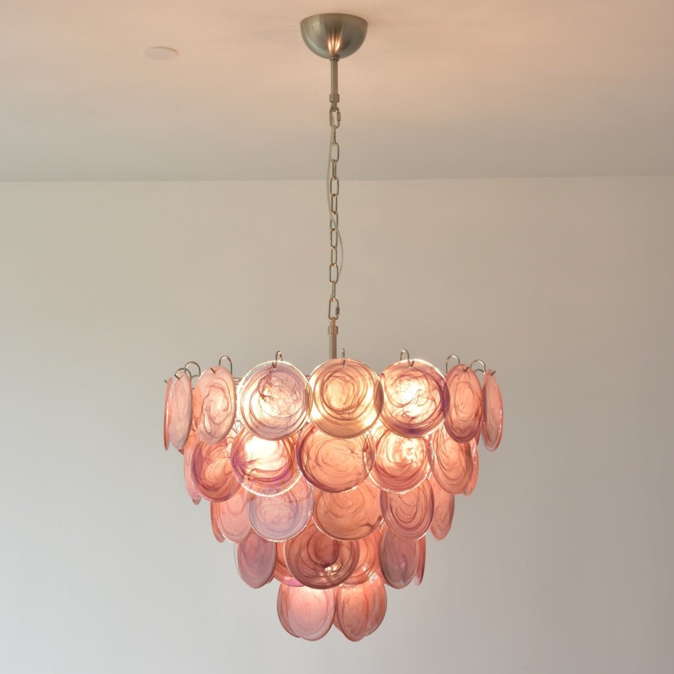 Aurora Chandelier Pink Murano Disc Layered