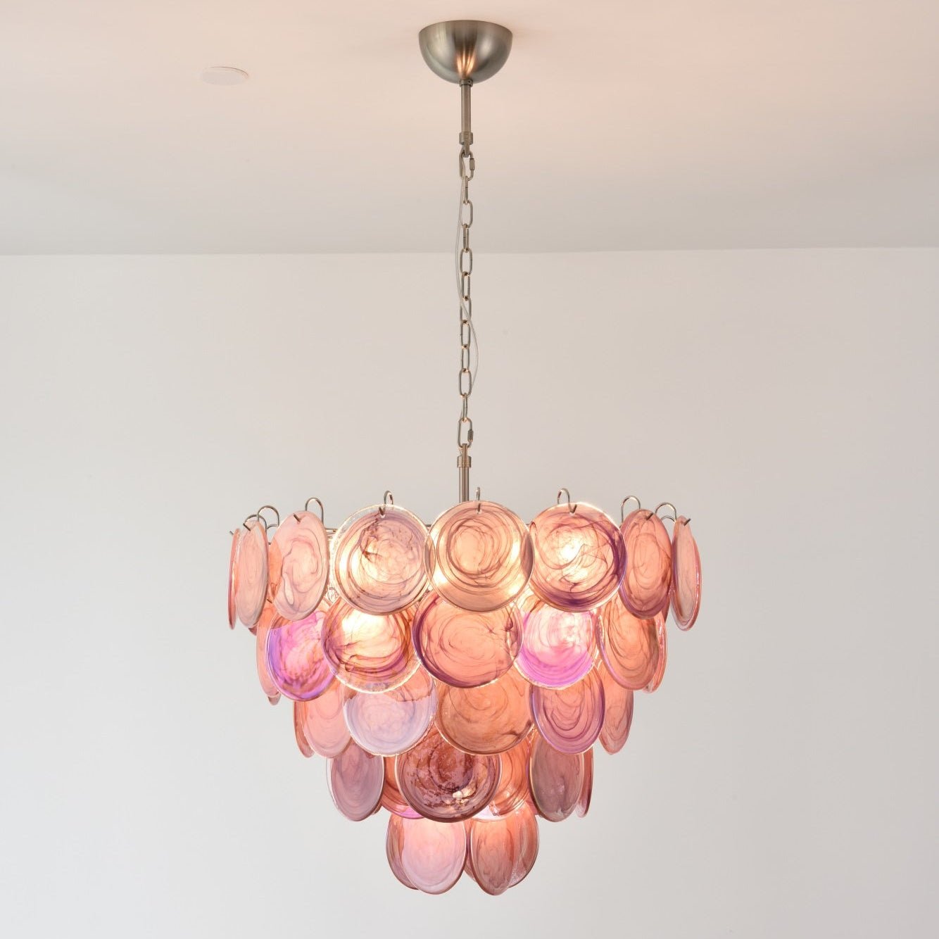Aurora Chandelier Pink Murano Disc Layered