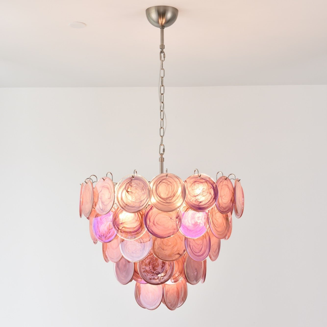 Aurora Chandelier Pink Murano Disc Layered
