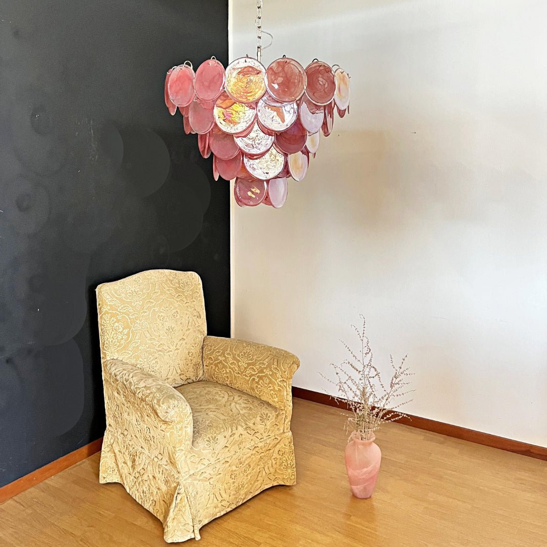 Aurora Chandelier Pink Murano Disc Layered