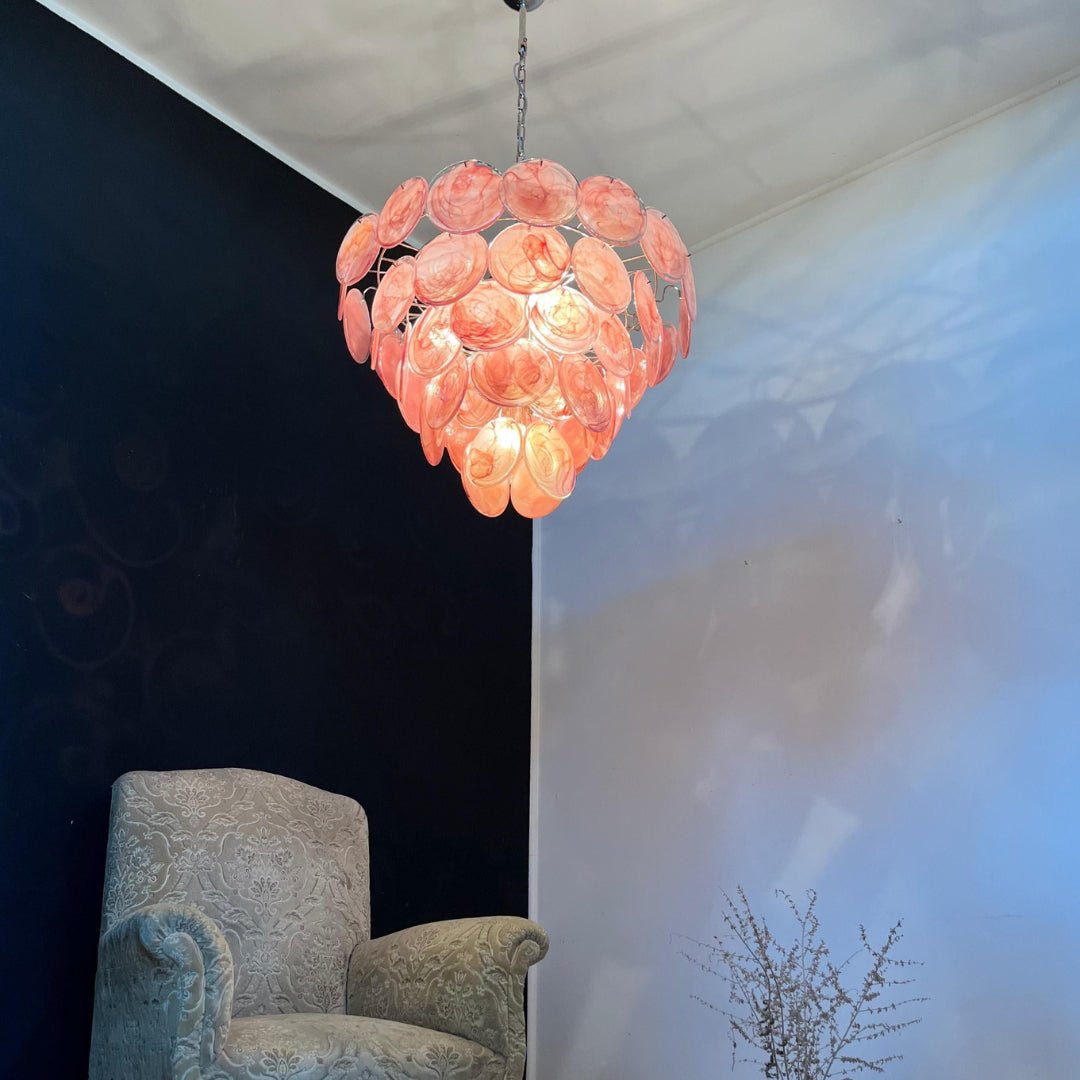 Aurora Chandelier Pink Murano Disc Layered