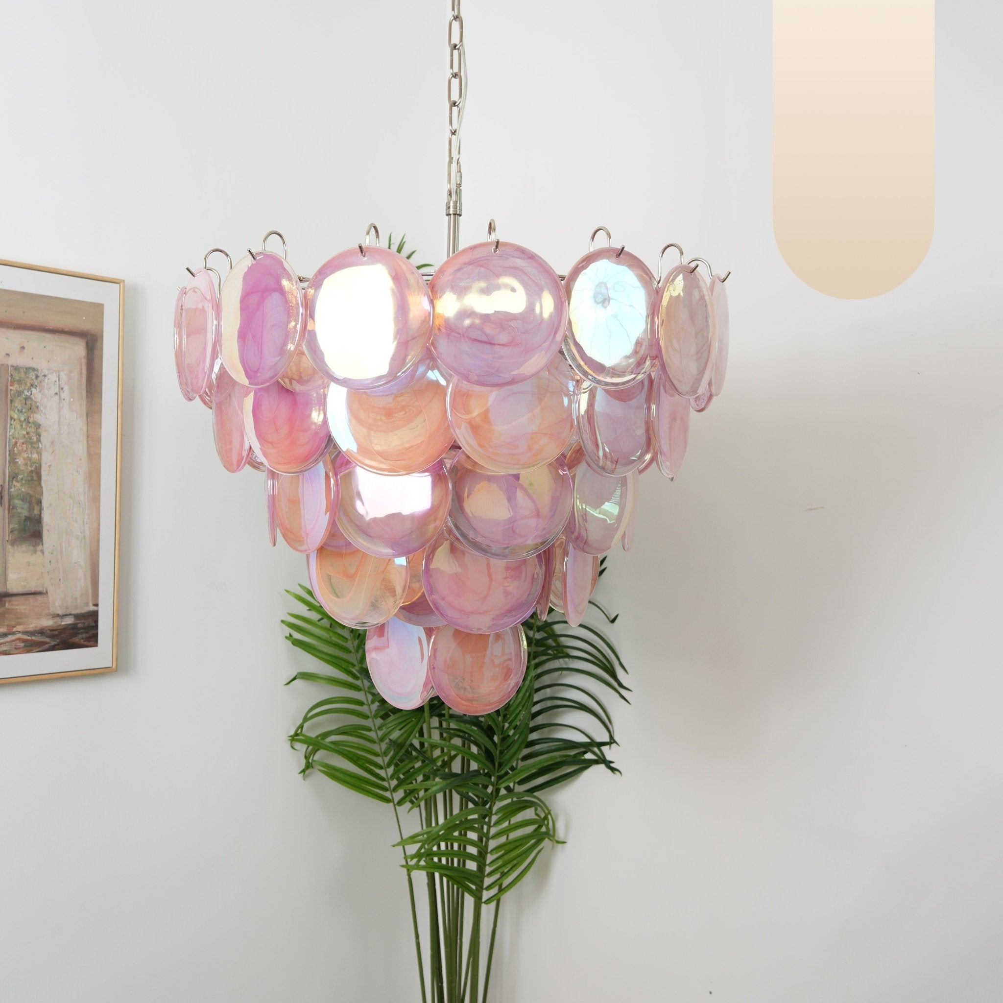 Aurora Chandelier Pink Murano Disc Layered