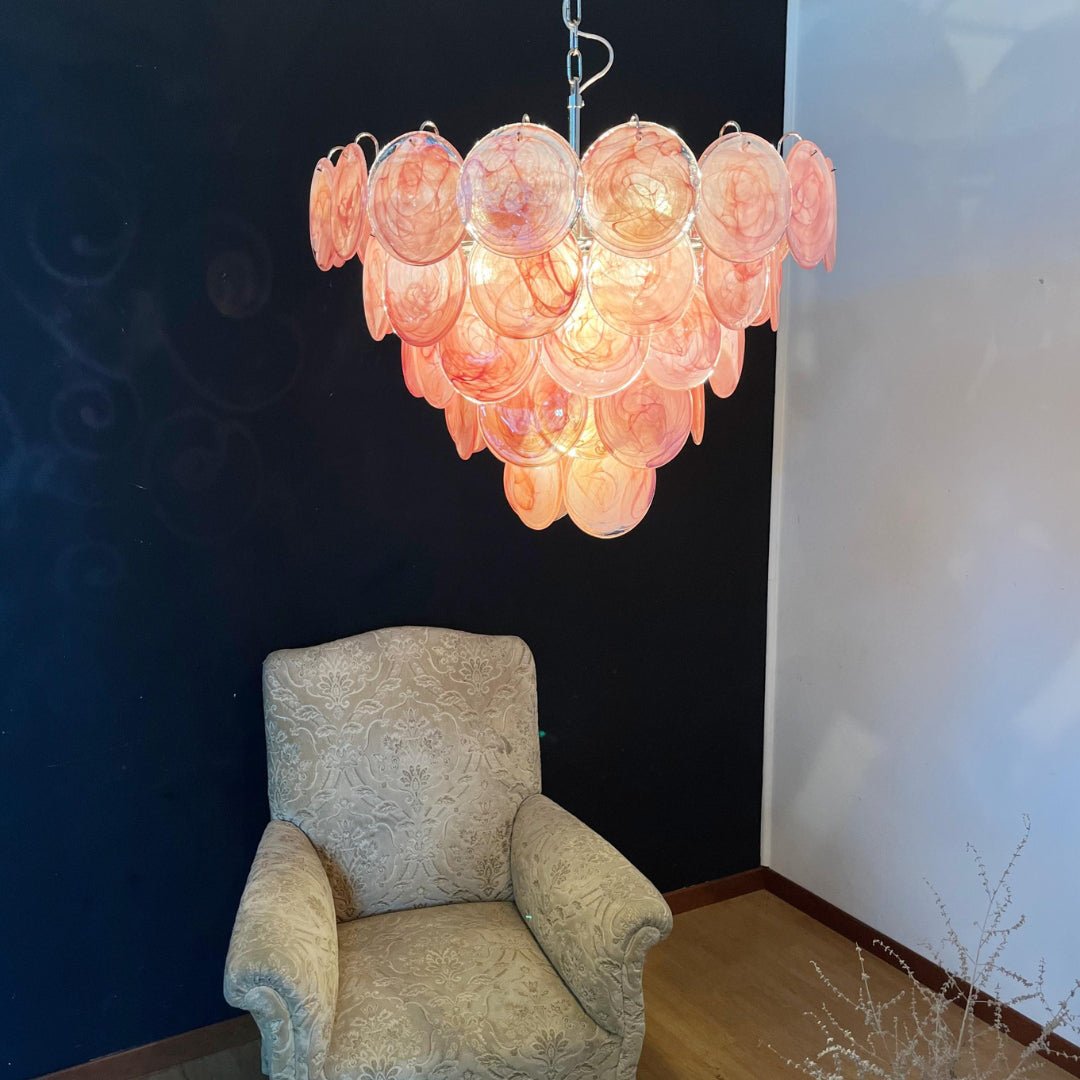Aurora Chandelier Pink Murano Disc Layered