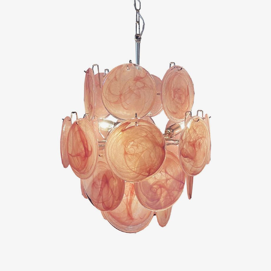 Aurora Chandelier Pink Murano Glass Disc Vintage Charm