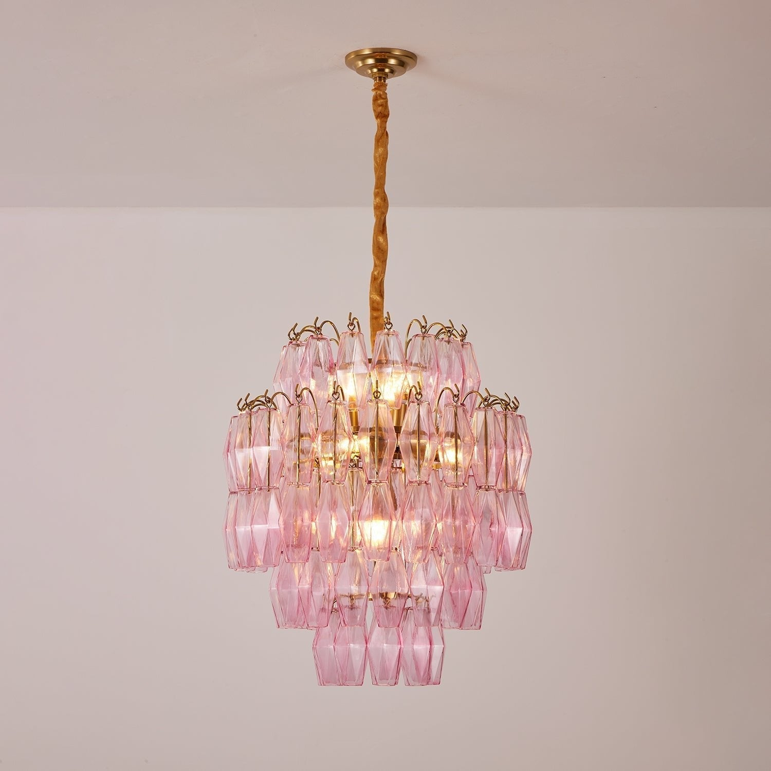 Aurora Chandelier Pink Murano Glass Layered Glam