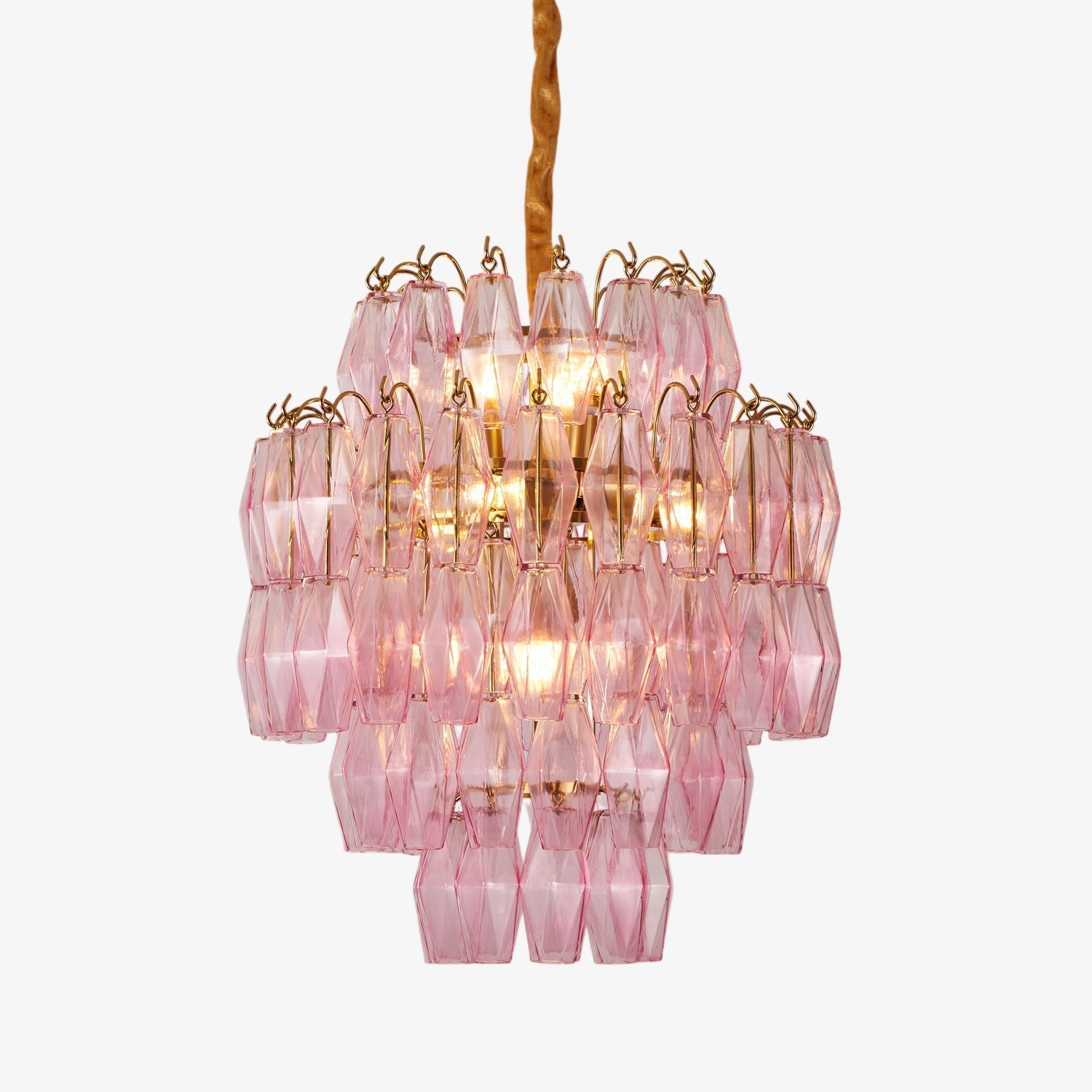 Aurora Chandelier Pink Murano Glass Layered Glam