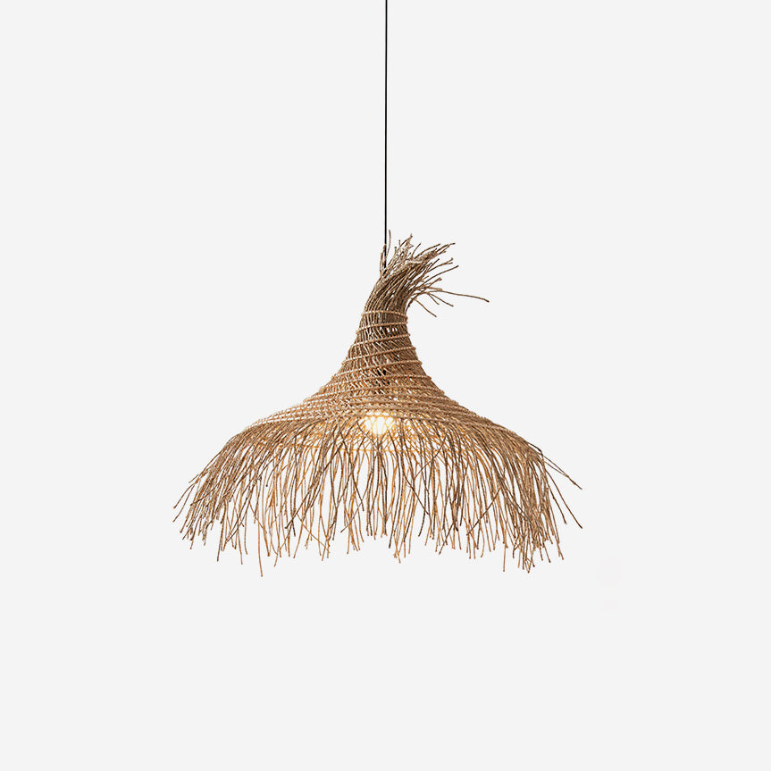 Pendant Light Handwoven Rattan Shade Metal Frame Bohemian Natural - Neutralighting