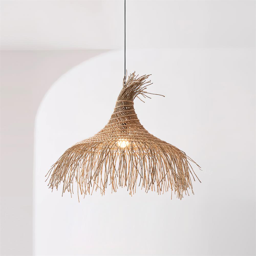 Pendant Light Handwoven Rattan Shade Metal Frame Bohemian Natural - Neutralighting