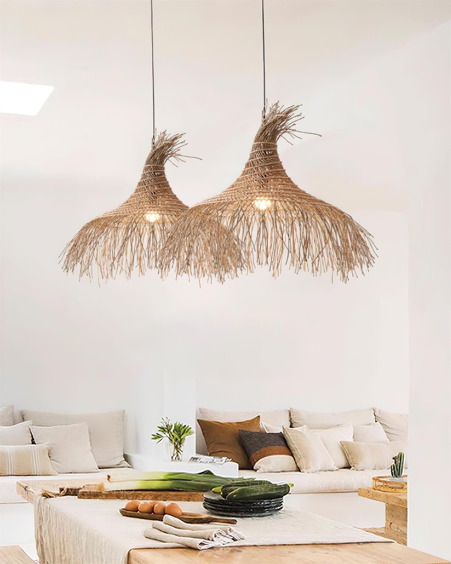 Pendant Light Handwoven Rattan Shade Metal Frame Bohemian Natural - Neutralighting