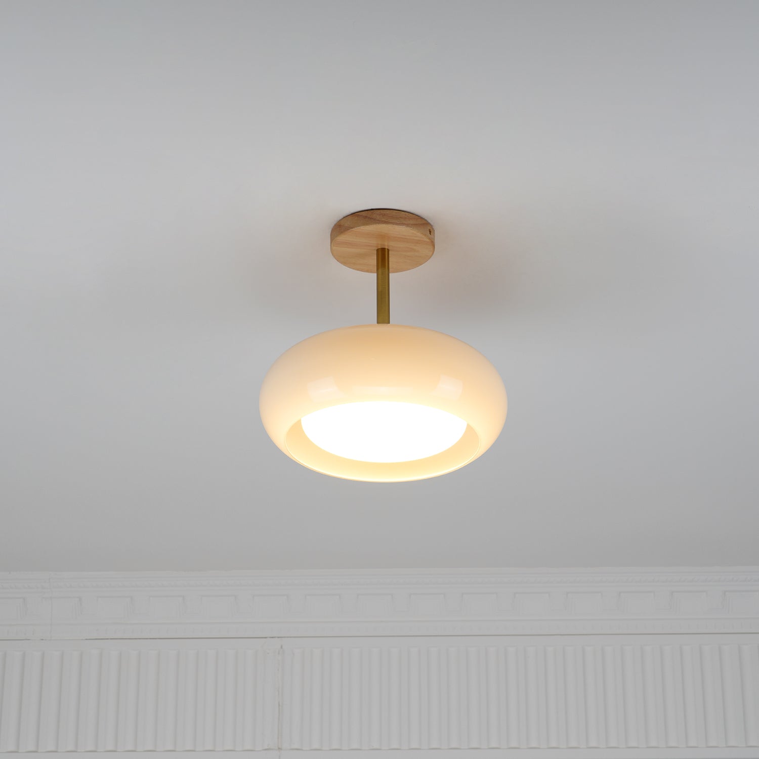 Charlotte Flush Mount Ceiling Light Glass Wood &Orange&White - Neutralighting