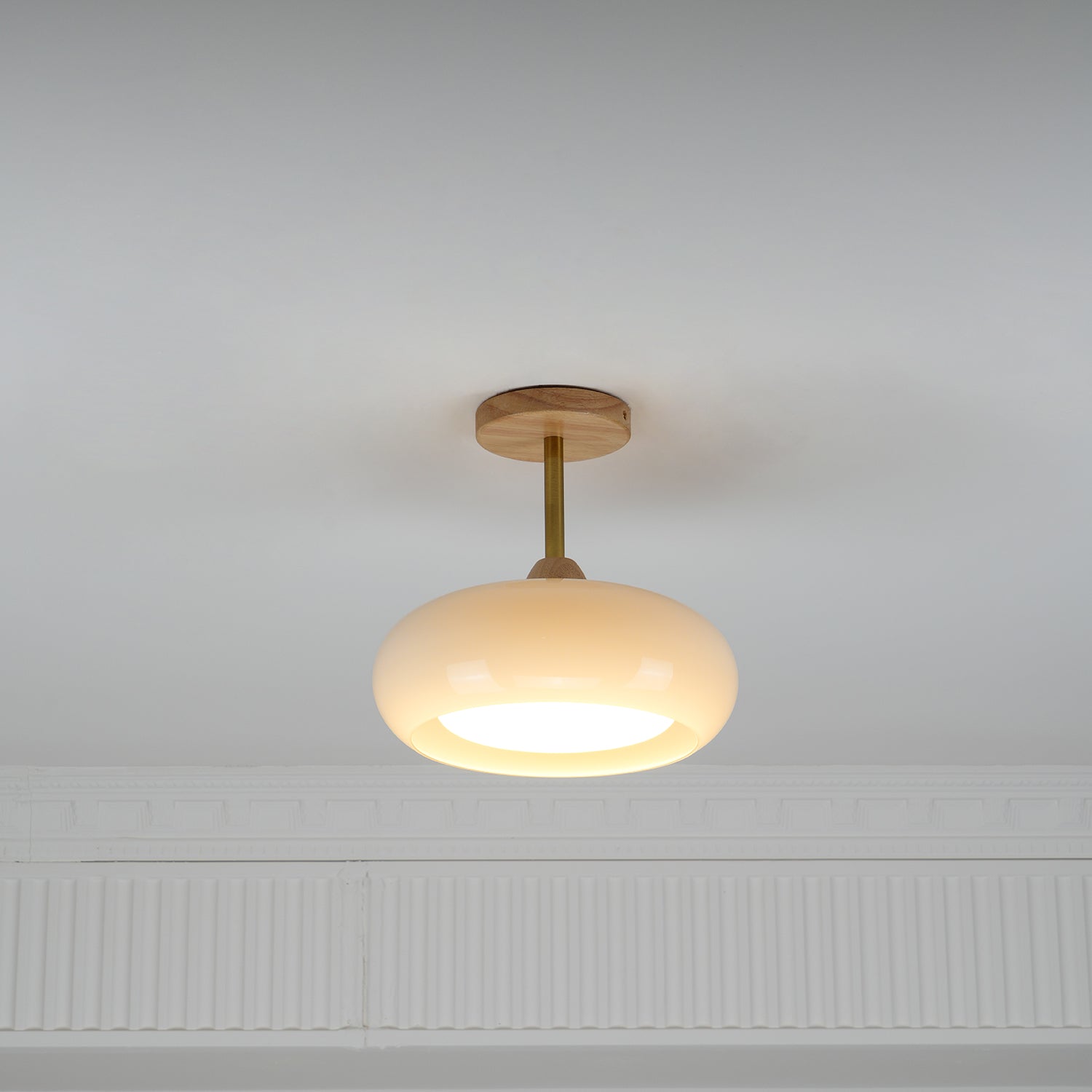 Charlotte Flush Mount Ceiling Light Glass Wood &Orange&White - Neutralighting