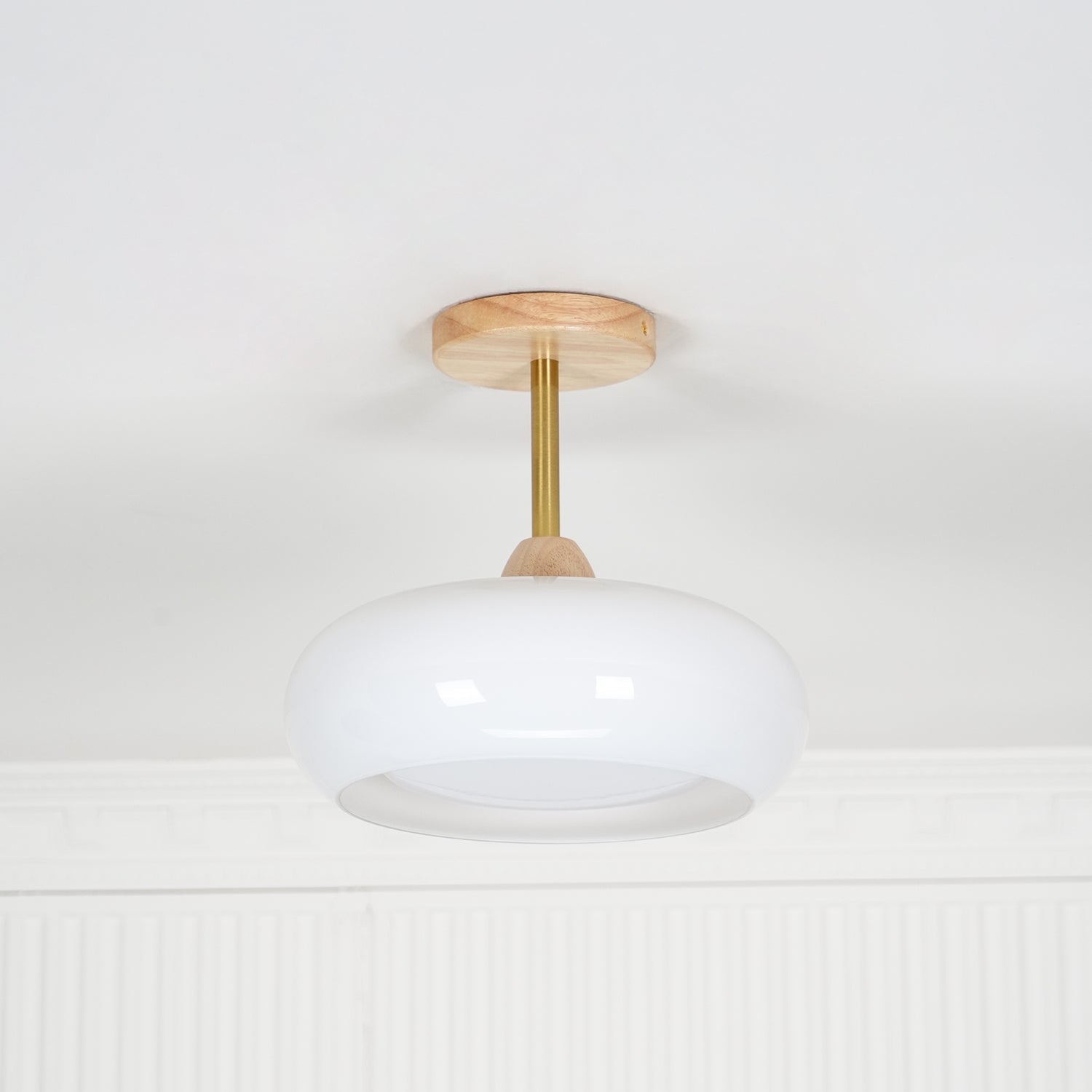 Charlotte Flush Mount Ceiling Light Glass Wood &Orange&White - Neutralighting