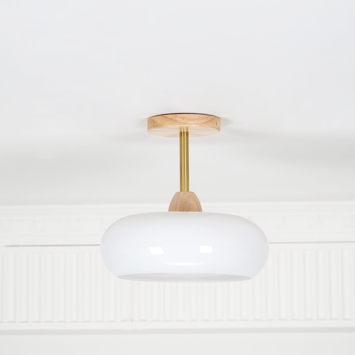 Charlotte Flush Mount Ceiling Light Glass Wood &Orange&White - Neutralighting