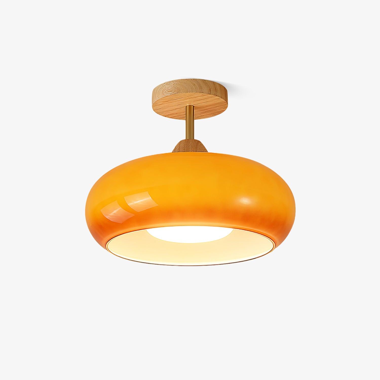Charlotte Flush Mount Ceiling Light Glass Wood &Orange&White - Neutralighting
