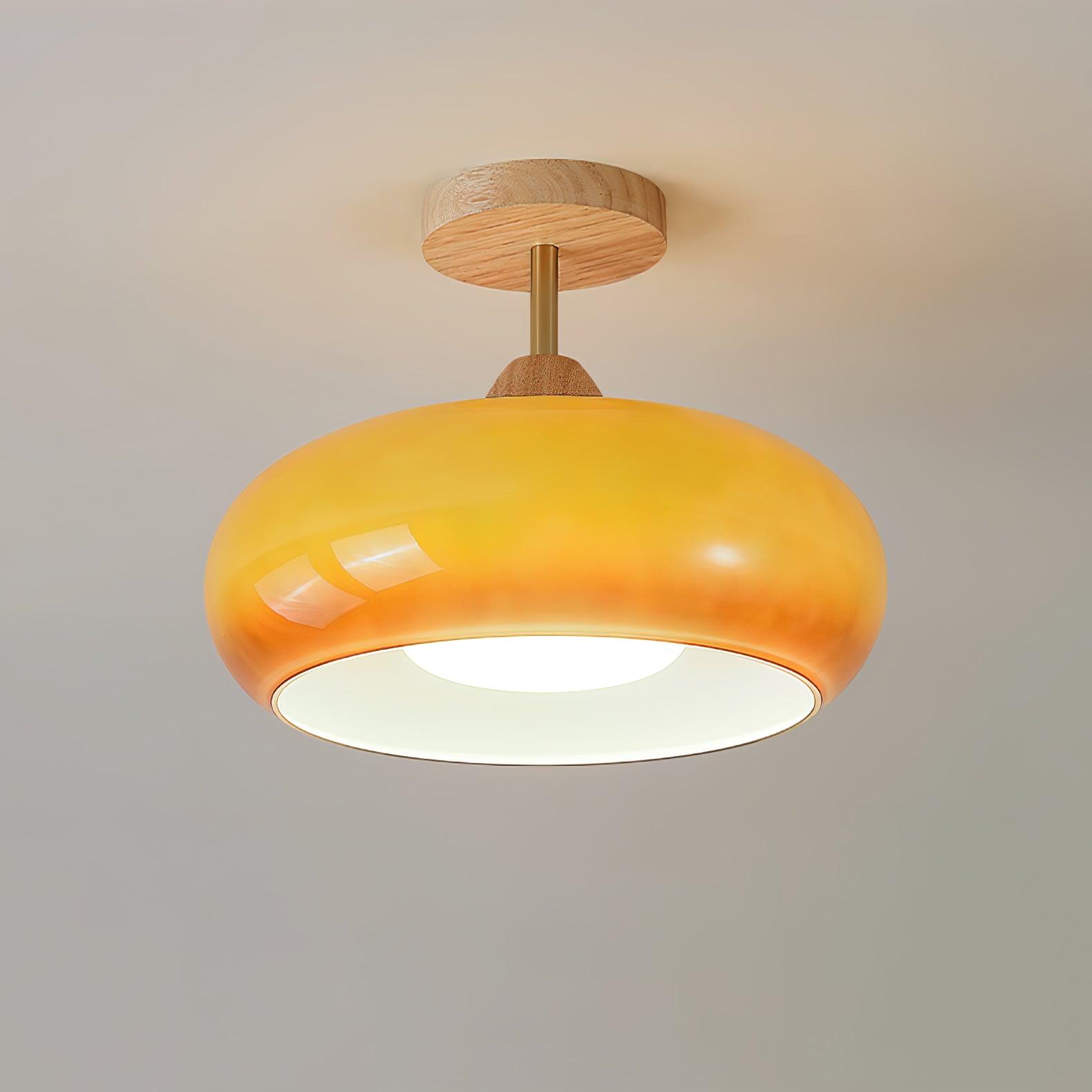 Charlotte Flush Mount Ceiling Light Glass Wood &Orange&White - Neutralighting
