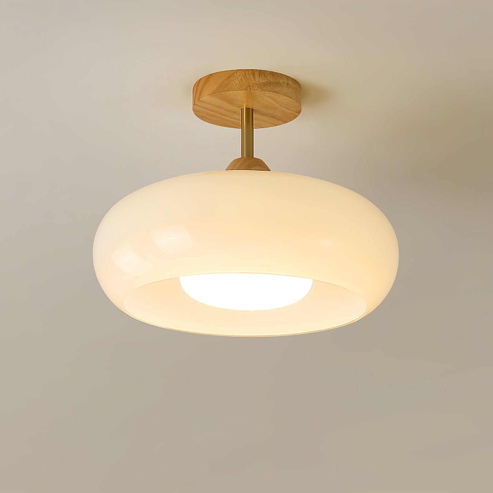 Charlotte Flush Mount Ceiling Light Glass Wood &Orange&White - Neutralighting