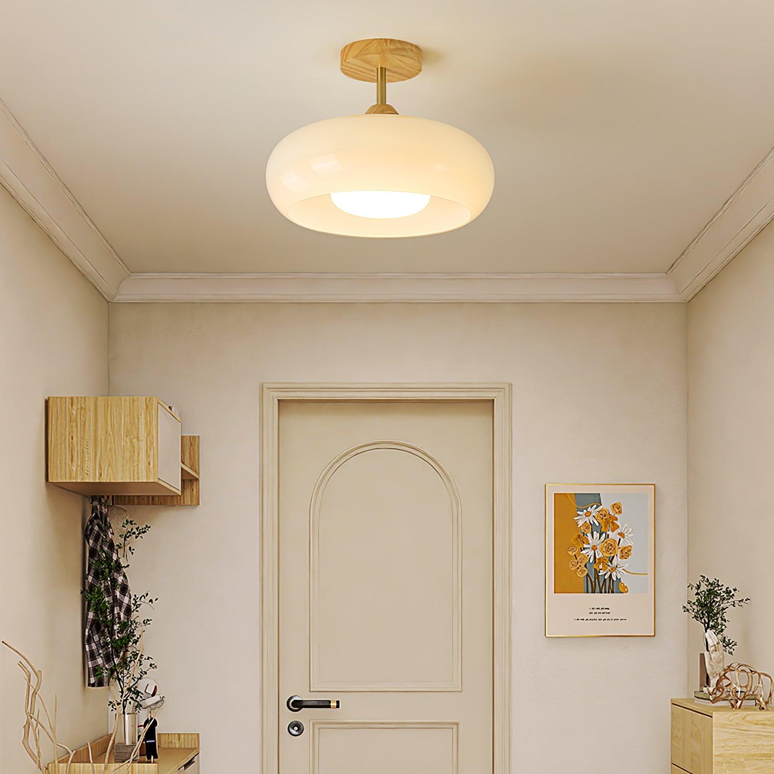 Charlotte Flush Mount Ceiling Light Glass Wood &Orange&White - Neutralighting