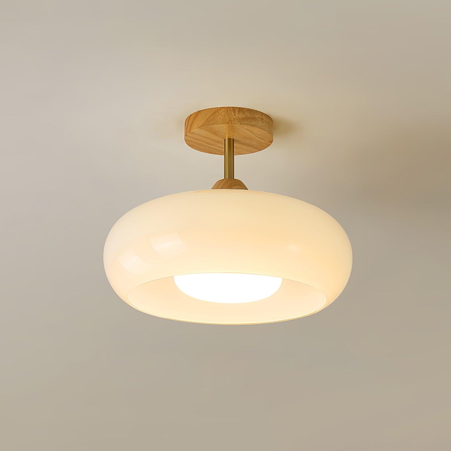 Charlotte Flush Mount Ceiling Light Glass Wood &Orange&White - Neutralighting