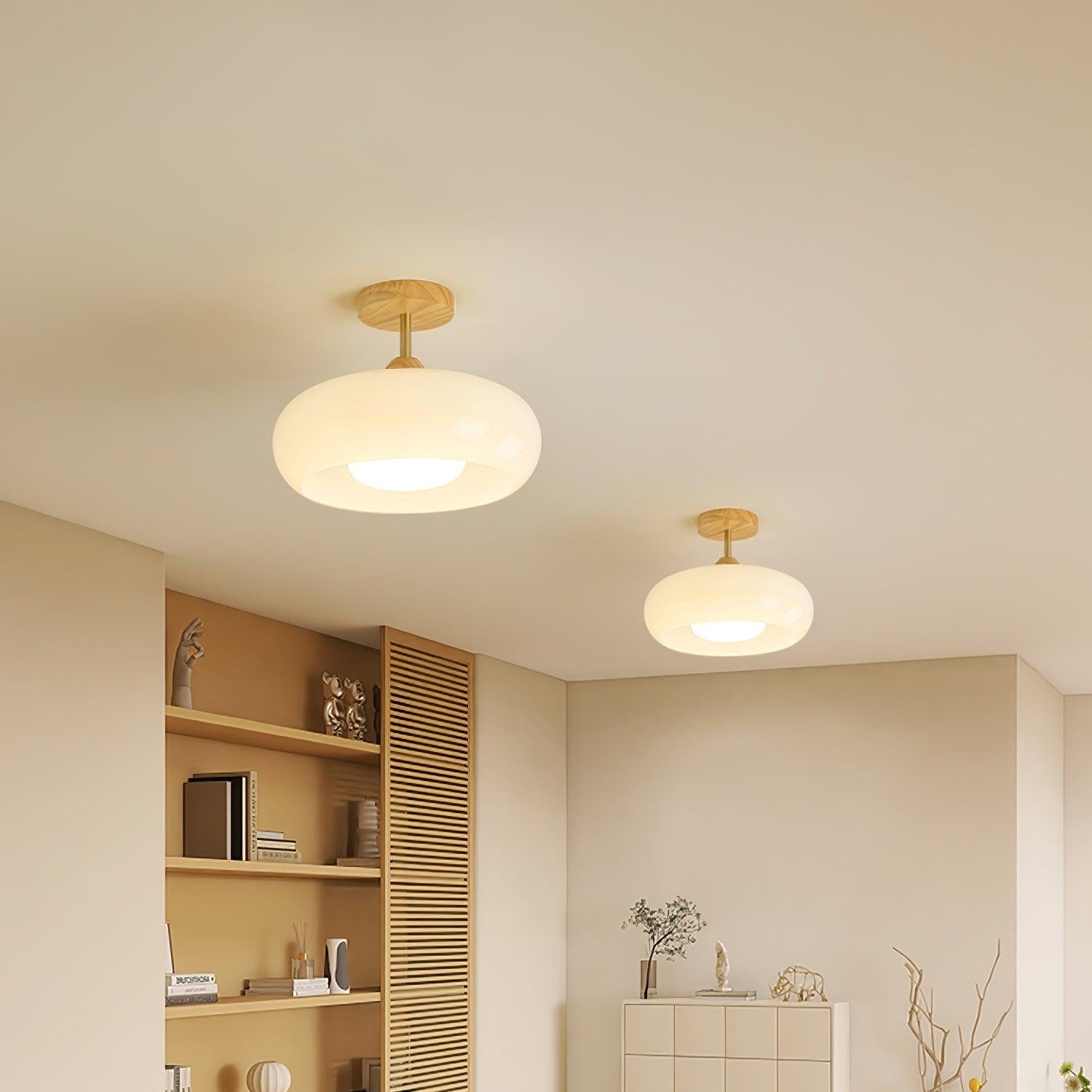 Charlotte Flush Mount Ceiling Light Glass Wood &Orange&White - Neutralighting